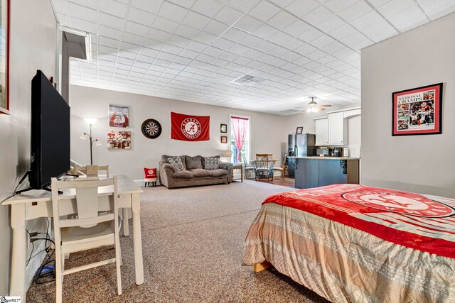 5 Laurelcrest Ln, Travelers Rest, SC 29690 - bedroom featuring carpet floors and black fridge with ice dispenser