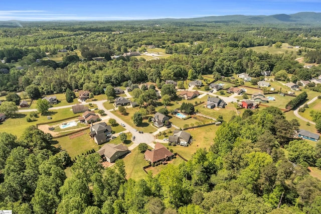 aerial view of residential area with a forest