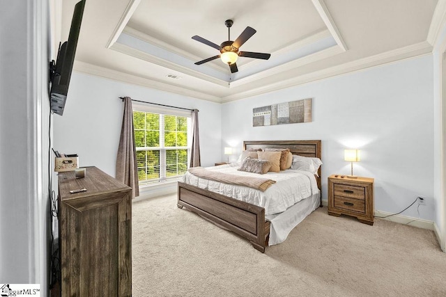 208 Laurel Trace Cir, Piedmont, SC 29673 - carpeted bedroom featuring crown molding, a raised ceiling, ceiling fan, and baseboards