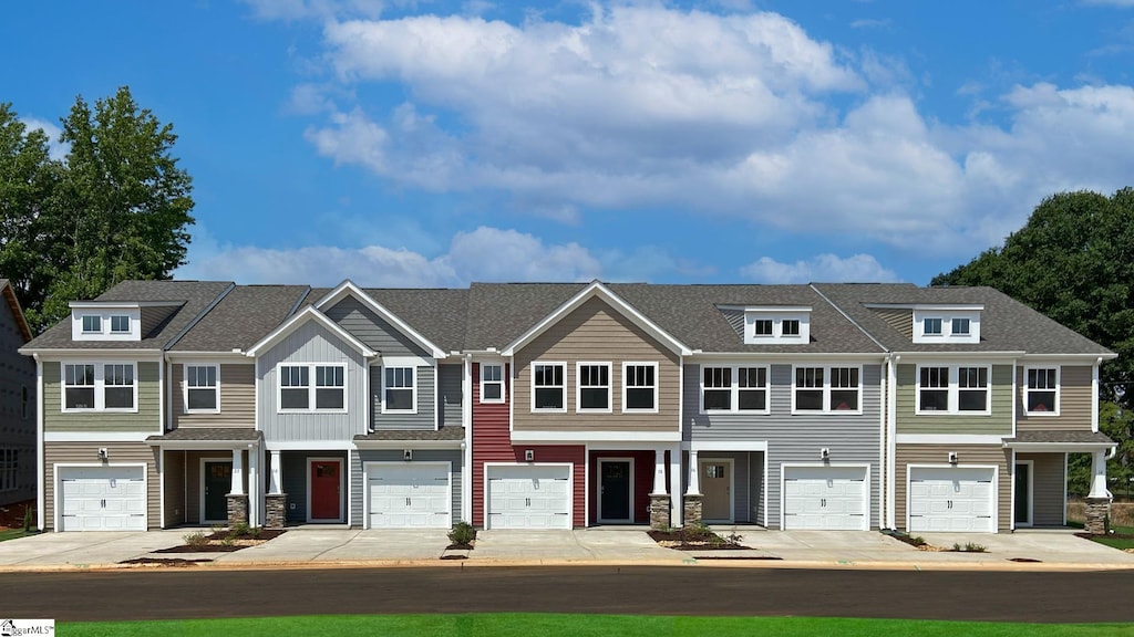 townhome / multi-family property with board and batten siding