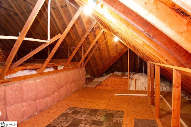 view of unfinished attic