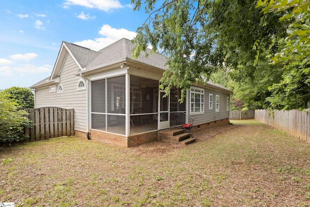 1008 Calumet Ct, Piedmont, SC 29673 - rear view of property featuring a sunroom, a shingled roof, and crawl space