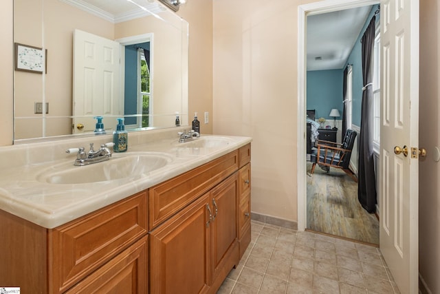 108 Ascot Ct, Easley, SC 29642 - bathroom with ornamental molding, baseboards, and double vanity