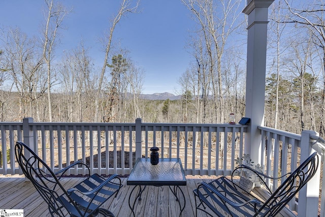 deck with a mountain view