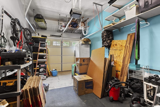 storage room with a garage