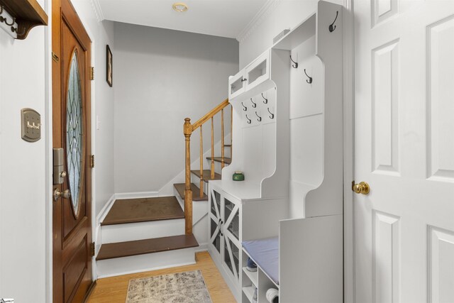 mudroom with light wood-type flooring