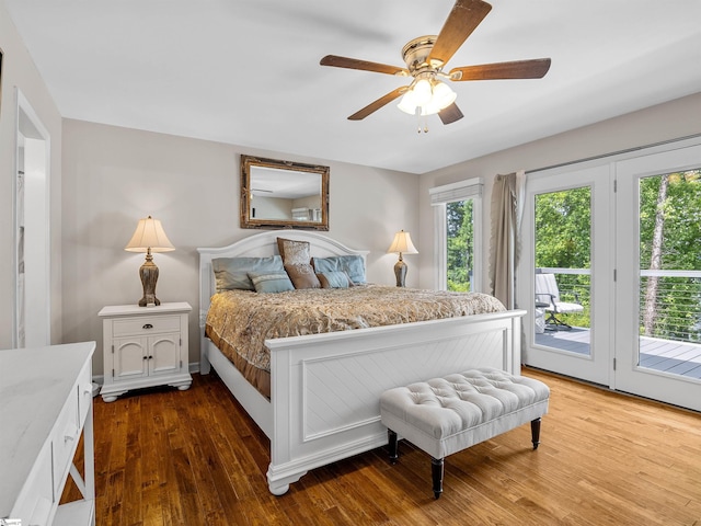 702 Lakewinds Blvd, Inman, SC 29349 - bedroom with access to exterior, dark wood-style floors, and ceiling fan