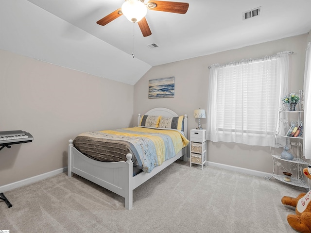 702 Lakewinds Blvd, Inman, SC 29349 - bedroom with carpet, baseboards, lofted ceiling, and ceiling fan