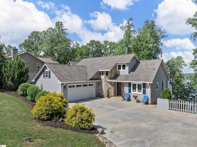 702 Lakewinds Blvd, Inman, SC 29349 - view of front of home with driveway, stone siding, an attached garage, and roof with shingles