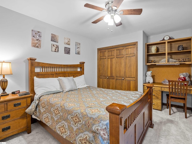 702 Lakewinds Blvd, Inman, SC 29349 - bedroom featuring light colored carpet, a closet, and a ceiling fan