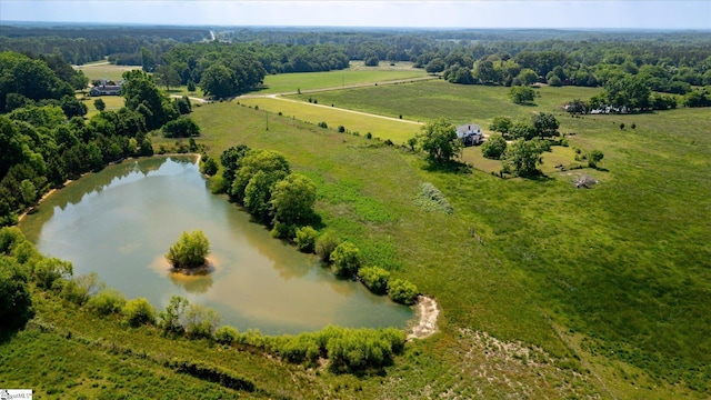 overview of rural landscape with a nearby body of water