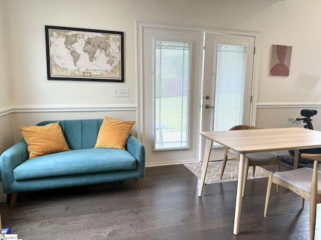 920 Hunterdale Ln, Boiling Springs, SC 29316 - dining space with dark wood-style flooring, plenty of natural light, and baseboards