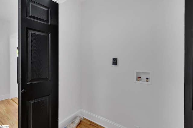 3902 Old Buncombe Rd, Greenville, SC 29617 - clothes washing area featuring hookup for a washing machine, light wood finished floors, and baseboards