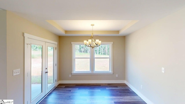 1306 Fairview Rd, Gaffney, SC 29341 - unfurnished dining area featuring healthy amount of natural light, french doors, and a chandelier