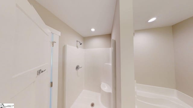 1306 Fairview Rd, Gaffney, SC 29341 - bathroom featuring a shower stall, recessed lighting, and a tub to relax in