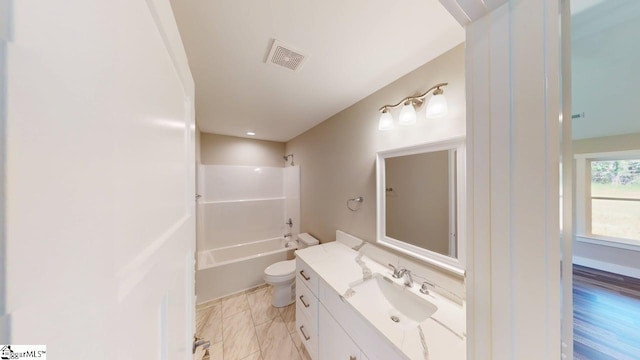 1306 Fairview Rd, Gaffney, SC 29341 - bathroom with vanity, toilet, and tub / shower combination
