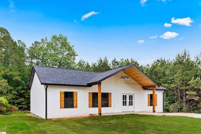 315 Seigler Rd, Union, SC 29379 - view of front of property with a front lawn, a shingled roof, and french doors