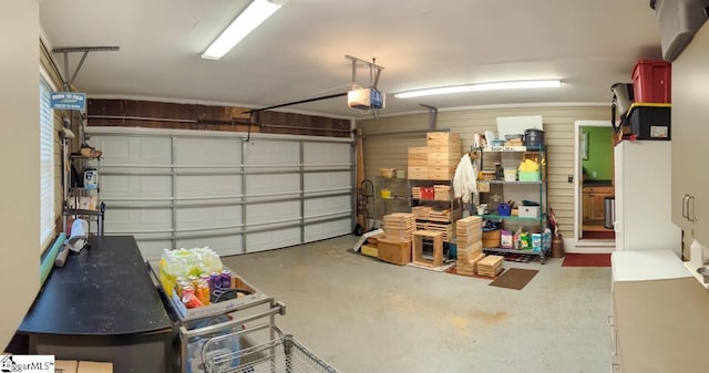 garage with a garage door opener