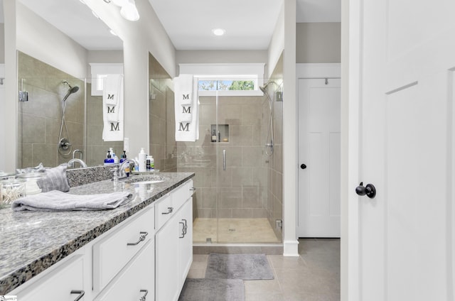 107 Summer Oak Ln, Simpsonville, SC 29680 - full bath featuring a shower stall, tile patterned flooring, and vanity
