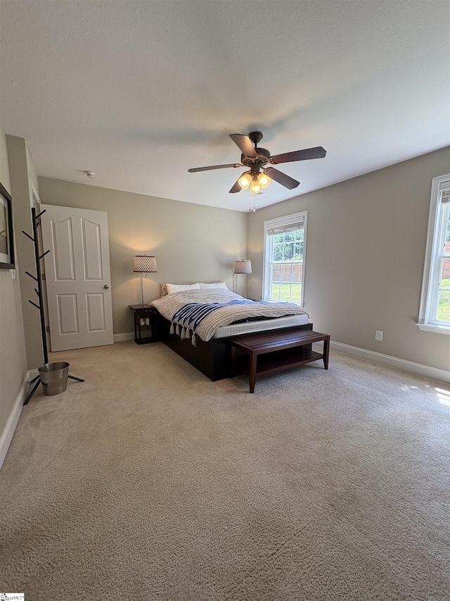 204 Silver Run Ln, Greenville, SC 29607 - bedroom with multiple windows, baseboards, light colored carpet, and ceiling fan