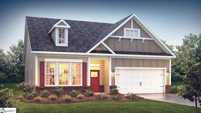 1831 Wabash Pl Lot 0501, Boiling Springs, SC 29316 - view of front of house with a shingled roof, a front yard, a garage, and driveway