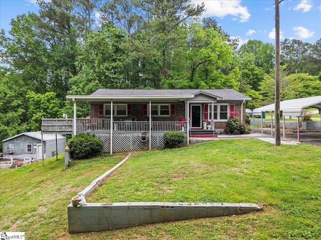 202 Vermont Dr, Gaffney, SC 29341 - view of front of house with a porch, a carport, a front yard, and brick siding