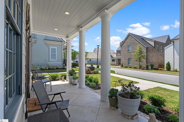 114 Burrough St, Greenville, SC 29615 - view of patio featuring a porch and a residential view