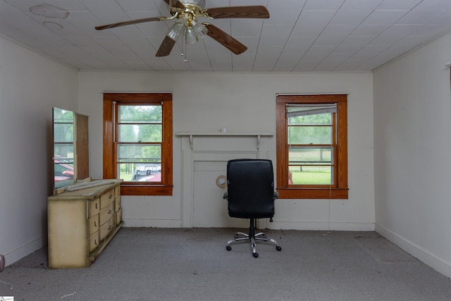 156 Spencer Rd, Jonesville, SC 29653 - unfurnished office featuring light colored carpet, ceiling fan, and baseboards