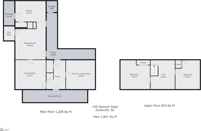 156 Spencer Rd, Jonesville, SC 29653 - room layout
