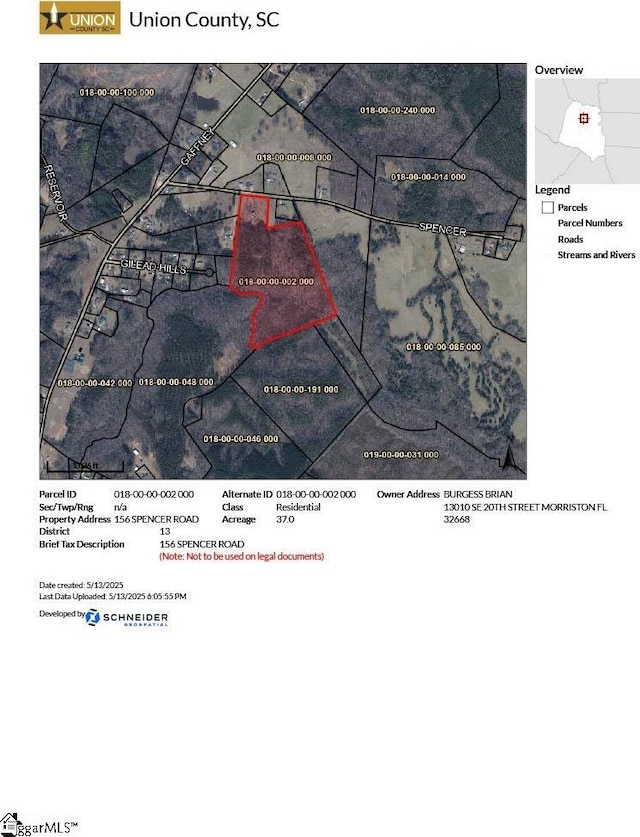 156 Spencer Rd, Jonesville, SC 29653 - aerial view of property's location