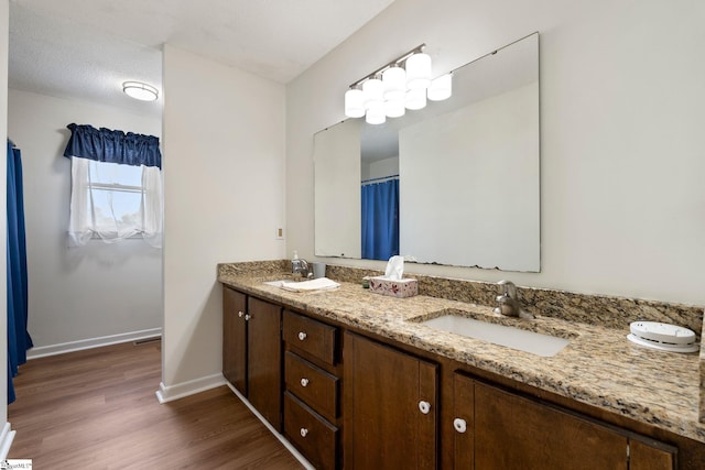 205 Woodfield Dr, Piedmont, SC 29673 - full bathroom with wood finished floors, double vanity, and baseboards