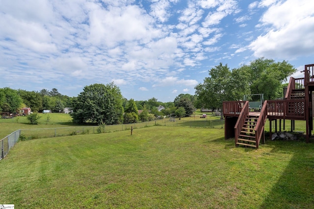 205 Woodfield Dr, Piedmont, SC 29673 - view of yard featuring stairway and a wooden deck