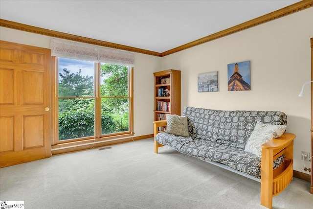 111 Golf View Ln, Greenville, SC 29609 - carpeted living area with crown molding and baseboards