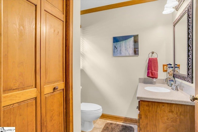 111 Golf View Ln, Greenville, SC 29609 - half bathroom featuring vanity, toilet, tile patterned floors, and baseboards