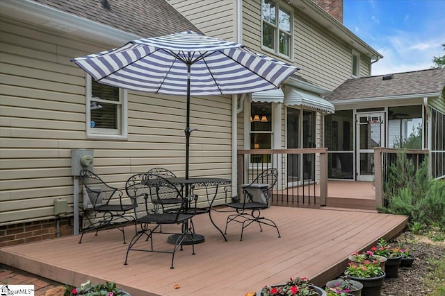 111 Golf View Ln, Greenville, SC 29609 - deck with a sunroom and outdoor dining space