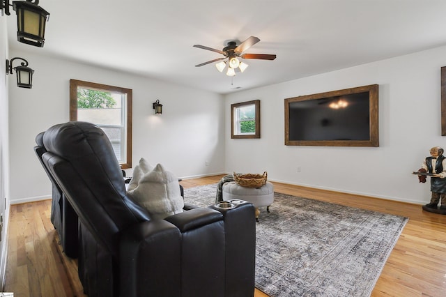 31 Goodwin Farms Ct, Travelers Rest, SC 29690 - living area with a ceiling fan, wood finished floors, and baseboards