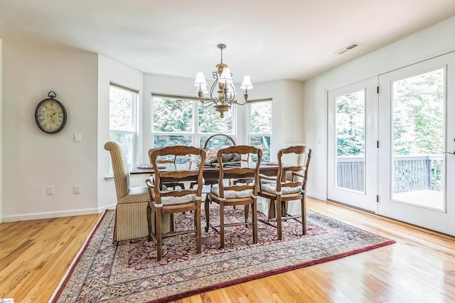 31 Goodwin Farms Ct, Travelers Rest, SC 29690 - dining space with a chandelier, wood finished floors, and baseboards