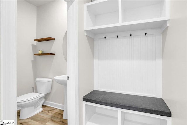 204 Hazelcroft Dr, Fountain Inn, SC 29644 - mudroom featuring wood finished floors and baseboards