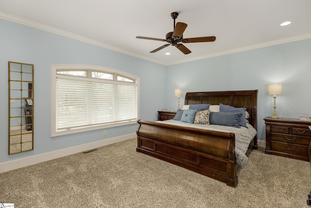 15 Paddington Ave, Greenville, SC 29609 - carpeted bedroom featuring baseboards, ornamental molding, ceiling fan, and recessed lighting