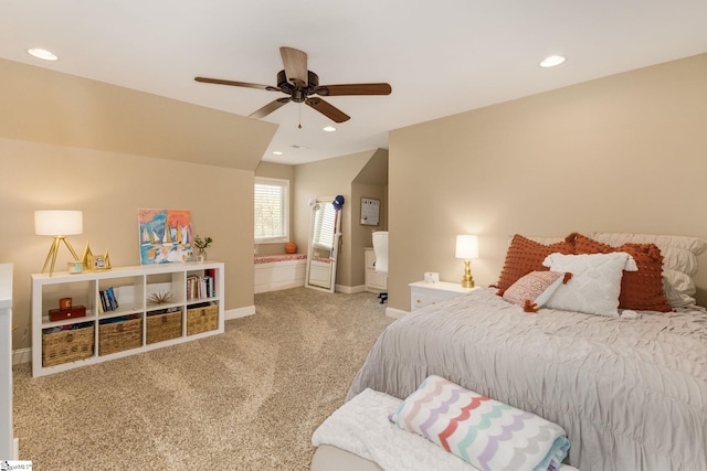 15 Paddington Ave, Greenville, SC 29609 - carpeted bedroom featuring baseboards, recessed lighting, and a ceiling fan