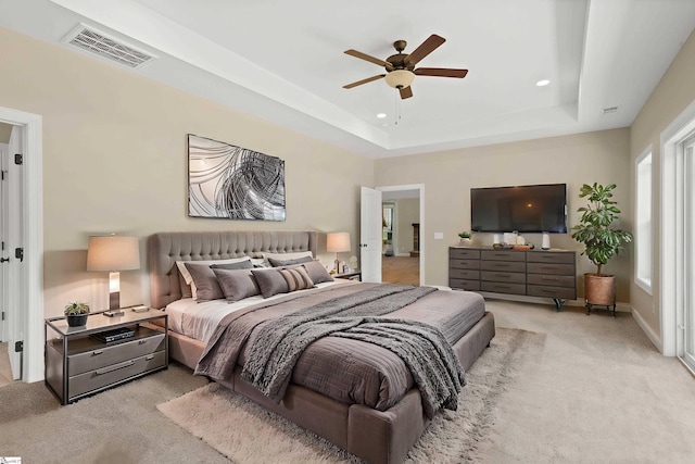 21 Old American Blvd, Pendleton, SC 29670 - bedroom with carpet flooring, a raised ceiling, recessed lighting, ceiling fan, and baseboards