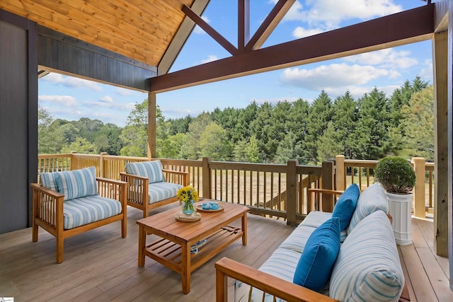 21 Old American Blvd, Pendleton, SC 29670 - wooden terrace with an outdoor living space and a forest view