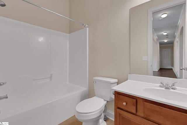 9 Sheldrake Pl, Simpsonville, SC 29681 - bathroom featuring toilet, baseboards, vanity,  shower combination, and tile patterned flooring