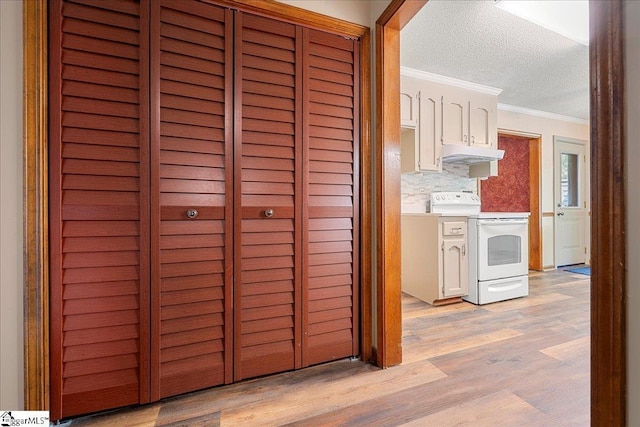1606 Winding Way, Taylors, SC 29687 - hall featuring crown molding, a textured ceiling, and light wood-type flooring