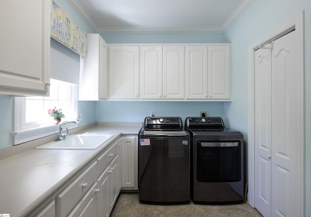 7 Collina Ct, Greenville, SC 29609 - washroom featuring independent washer and dryer, cabinet space, and crown molding