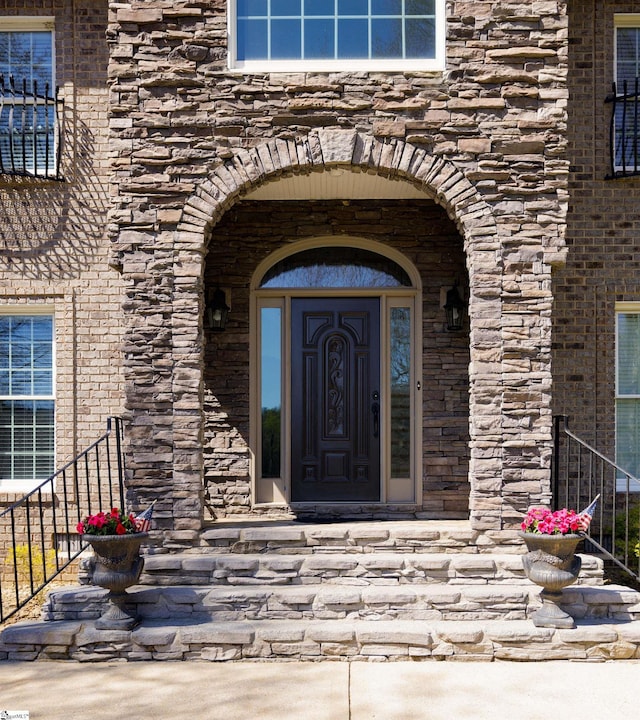 7 Collina Ct, Greenville, SC 29609 - view of exterior entry with stone siding