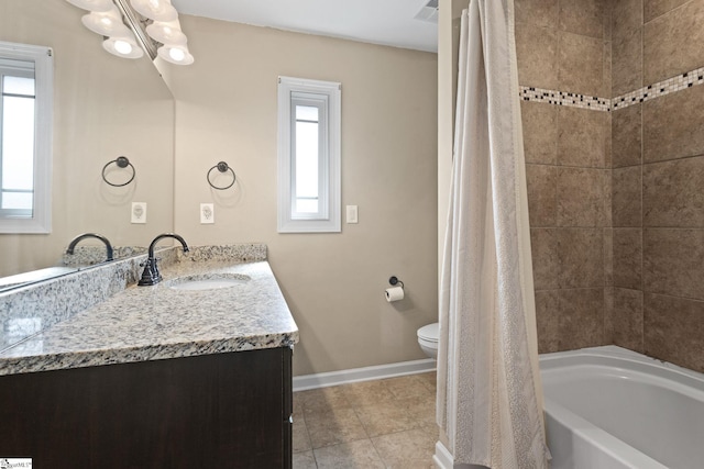 21 Pebble Creek Way, Taylors, SC 29687 - bathroom with toilet, vanity, baseboards, a chandelier, and tile patterned flooring