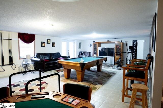 521 N Calhoun Shores Pkwy, Calhoun Falls, SC 29628 - rec room featuring a textured ceiling, billiards table, and light tile patterned flooring