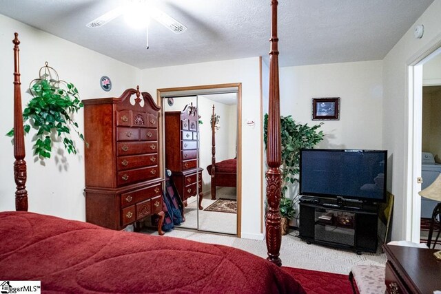 521 N Calhoun Shores Pkwy, Calhoun Falls, SC 29628 - bedroom featuring carpet flooring, a ceiling fan, and a closet