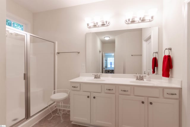 30 Kittery Dr, Greenville, SC 29615 - bathroom featuring a shower stall and double vanity